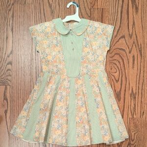 Gucci Kids Dress with Floral and Green Checkered Design
